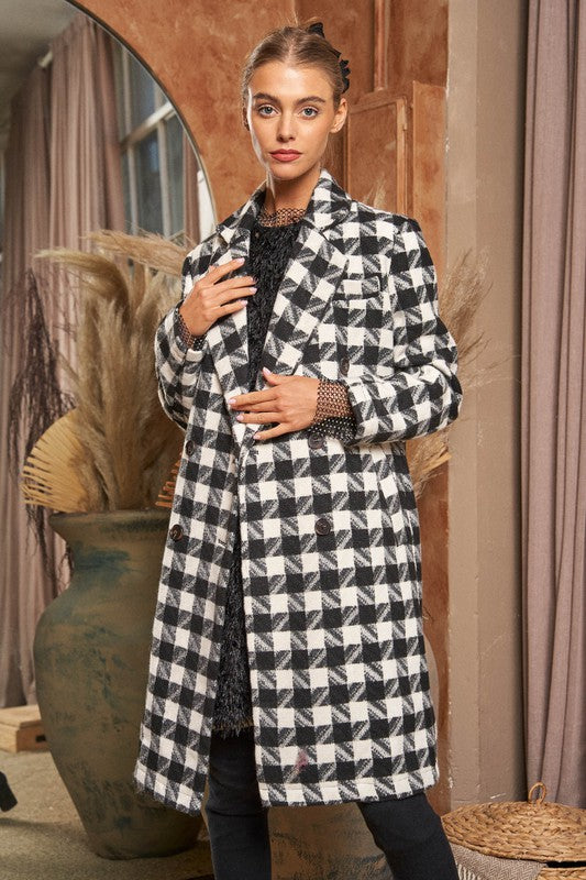 Textured Knit Tweed Coat