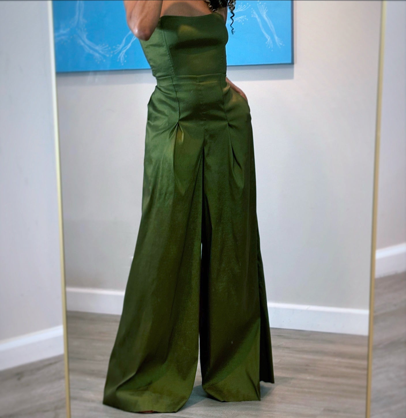 Stretch Taffeta Wide Leg Pant