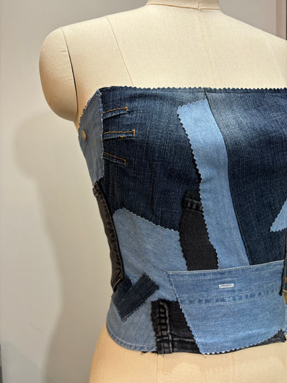 Upcycled Patchwork Denim Corset