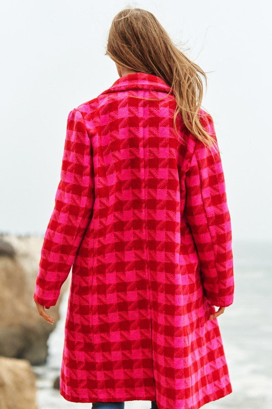 Textured Knit Tweed Coat